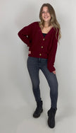 Strickjacke burgundy mit Knöpfen