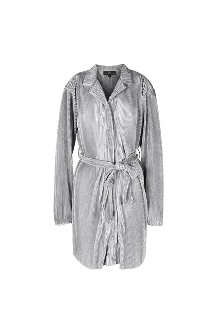 Plissiertes Kleid mit Bindegürtel