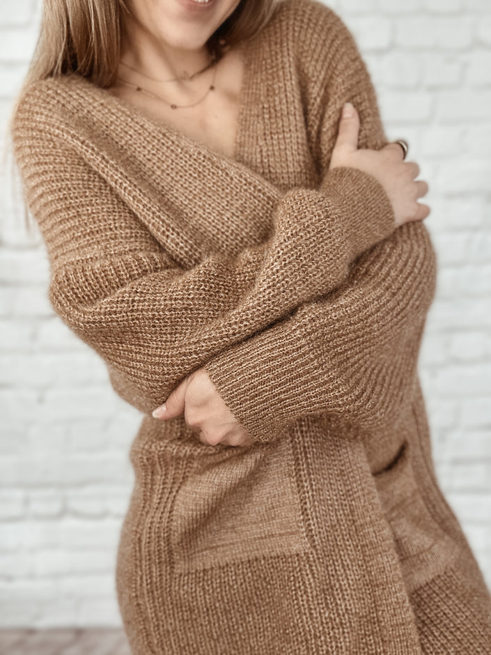Cardigan mit Taschen in cappuccino