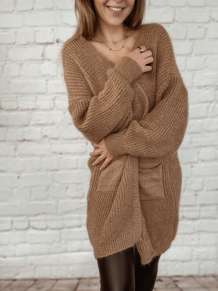 Cardigan mit Taschen in cappuccino