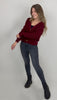 Strickjacke burgundy mit Knöpfen