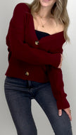 Strickjacke burgundy mit Knöpfen