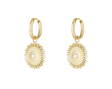 Edelstahl Ohrringe Sonne mit Perle