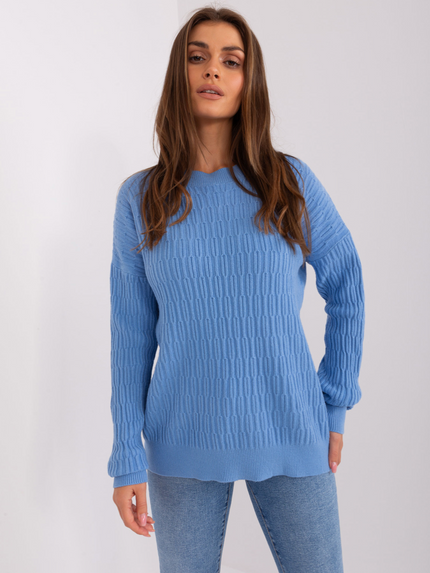 Weicher Pullover mit Muster in zartblau