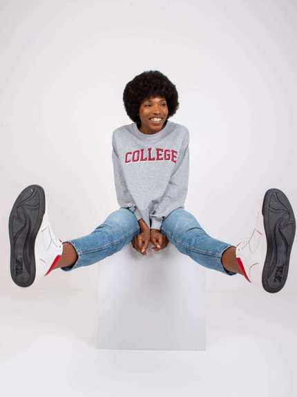Sweater mit College Print grau