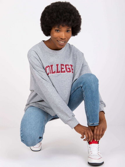 Sweater mit College Print grau