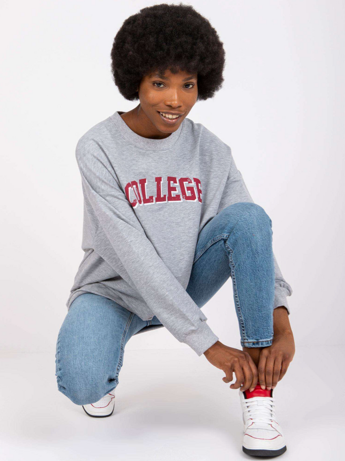 Sweater mit College Print grau