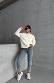 Sweater mit Good Vibes Aufdruck
