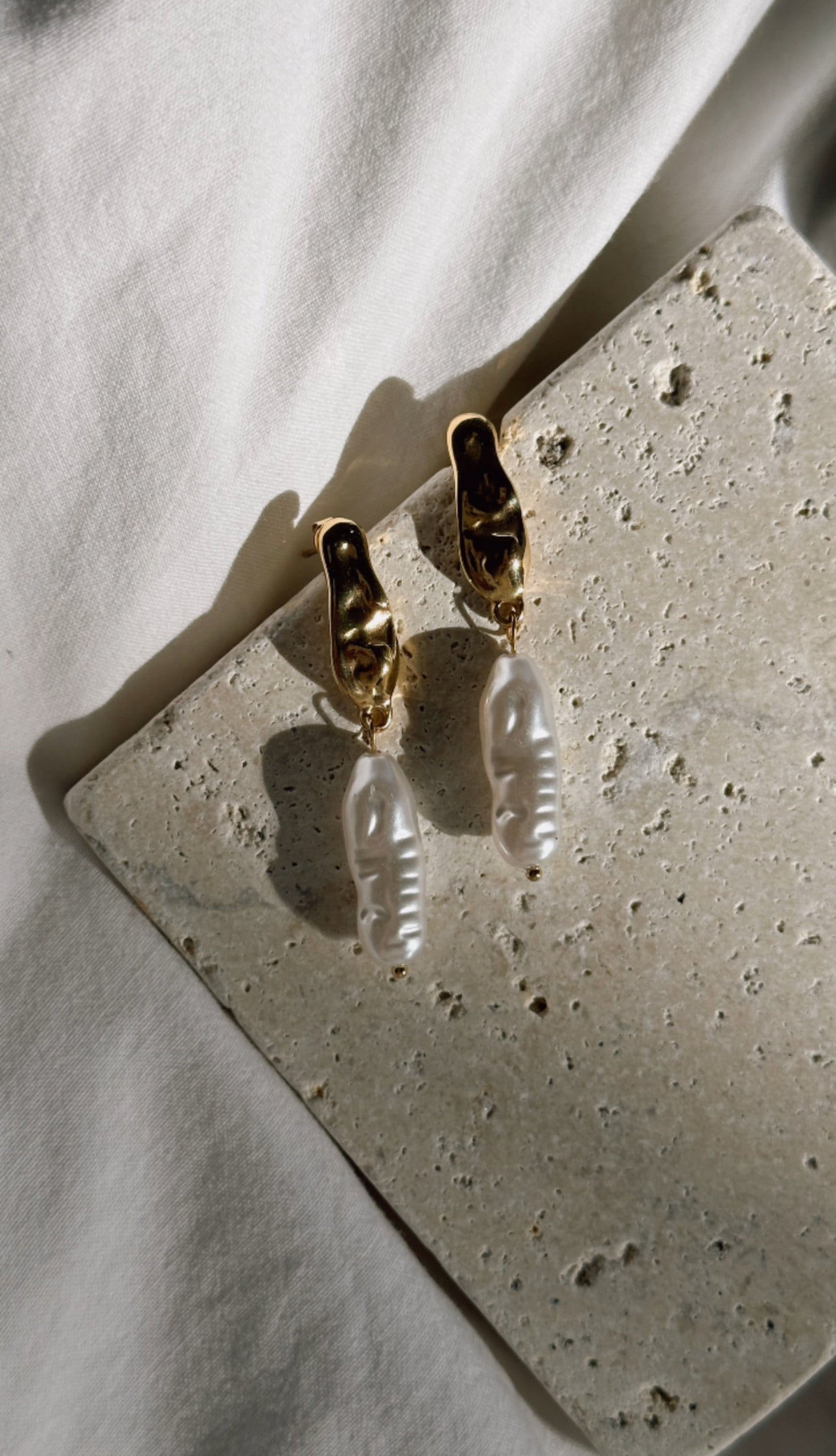 Ohrringe Gold lange Perle